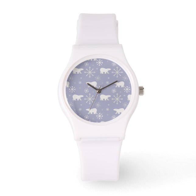 Christmas pattern with polar bears and snowflakes watch (Front)