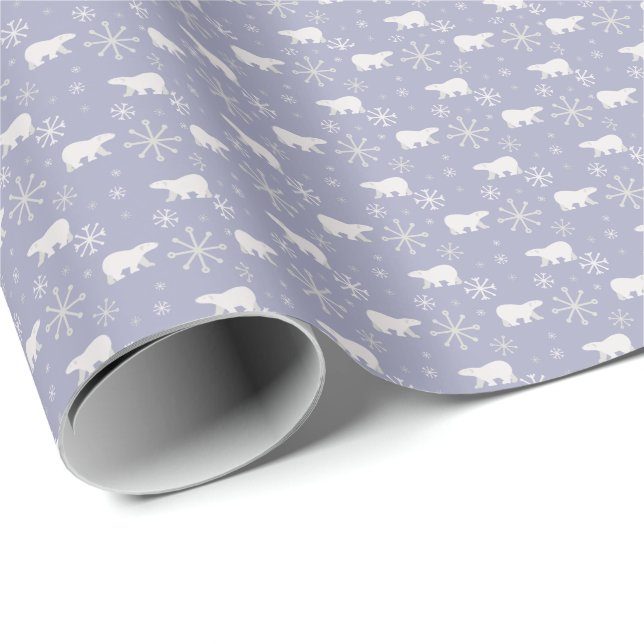 Christmas pattern with polar bears and snowflakes wrapping paper (Roll Corner)