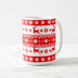 Christmas Pattern with Reindeer and Snowflakes Coffee Mug