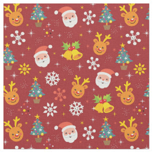 Christmas pattern with Santa and reindeer Fabric