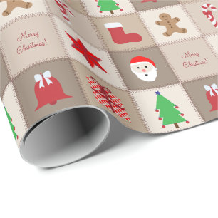 Christmas Pattern Wrapping Paper - Beige