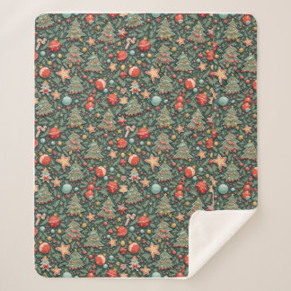 Christmas patterned sherpa blanket