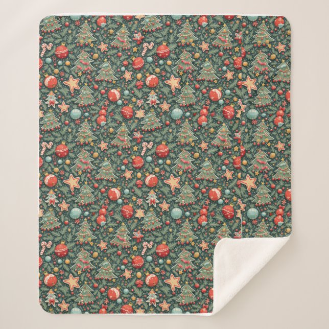 Christmas patterned sherpa blanket (Front)