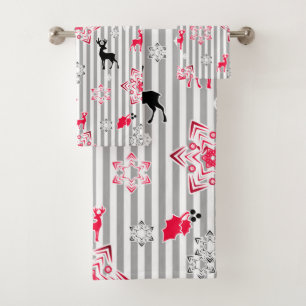 Christmas patterns bath towel set