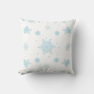 Christmas Patterns Blue Snowflakes Cushion
