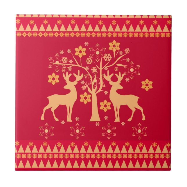 Christmas patterns ceramic tile (Front)