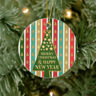 Christmas Patterns - Elegant and Chic tree design Ceramic Ornament