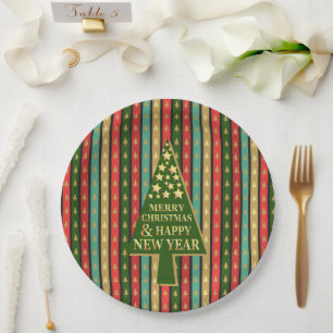 Christmas Patterns - Elegant and Chic tree design Paper Plate