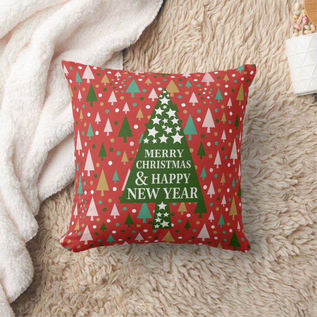 Christmas Patterns - landscape of colourful trees Cushion (Blanket)