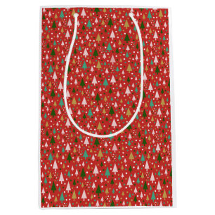 Christmas Patterns - landscape of colourful trees Medium Gift Bag
