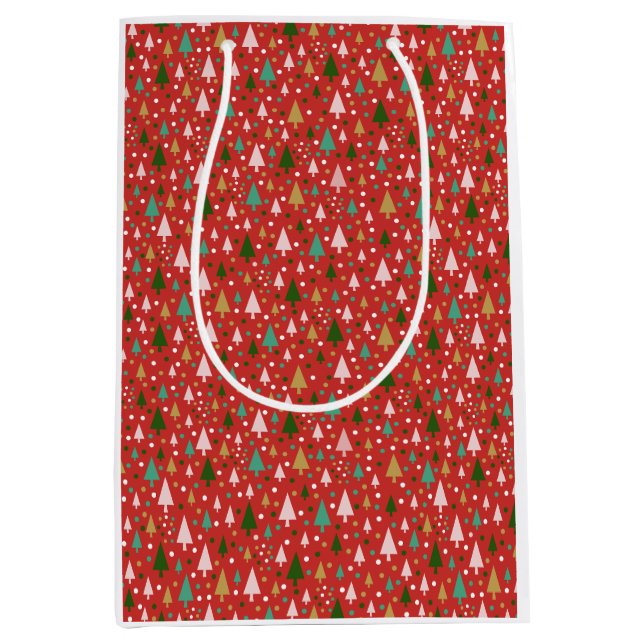 Christmas Patterns - landscape of colourful trees Medium Gift Bag (Front)