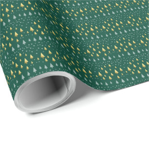 Christmas Patterns of landscape of golden trees Wrapping Paper