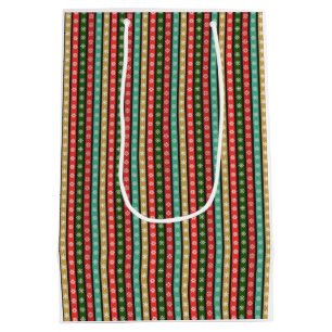 Christmas patterns on dark background medium gift bag