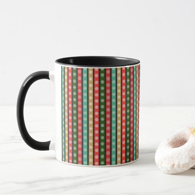 Christmas patterns on dark background mug (With Donut)
