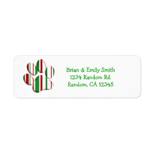 Christmas paw print custom holiday labels