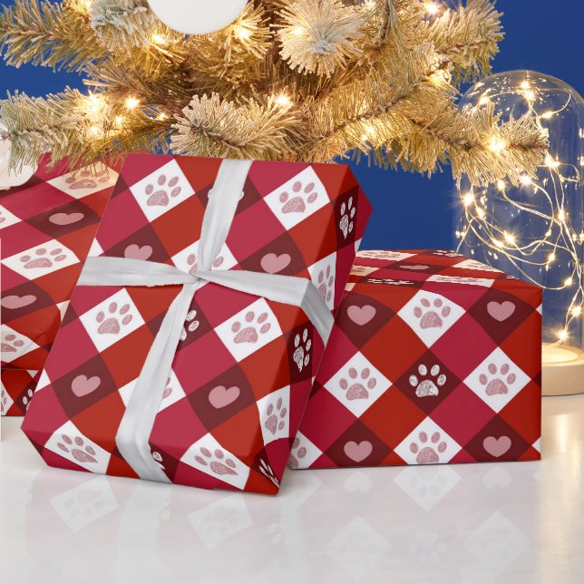 Christmas Paw Prints Wrapping Paper (Holidays)