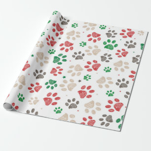 Christmas Paw Prints Wrapping Paper
