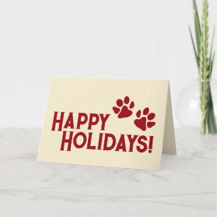 Christmas Paws Classic Red Holiday Card