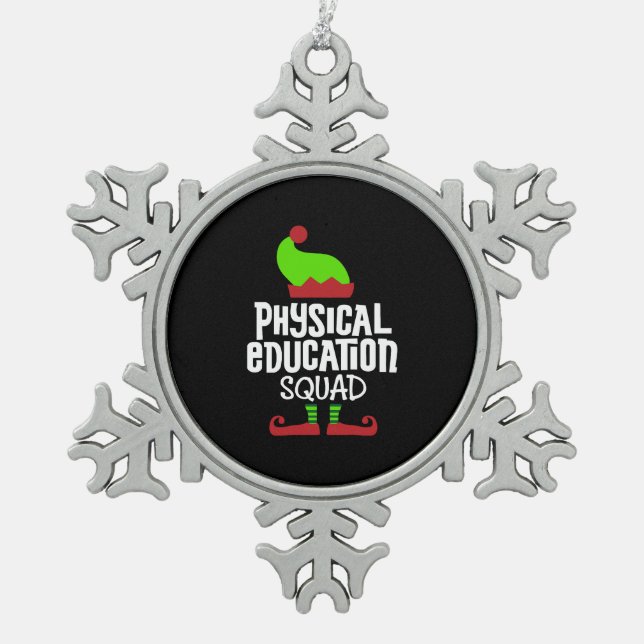 Christmas PE Teacher-physical education  Snowflake Pewter Christmas Ornament (Front)
