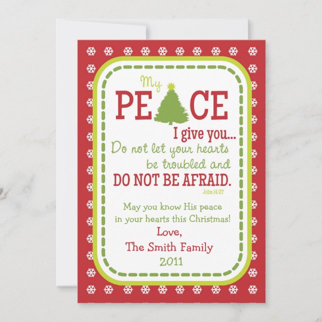 Christmas PEACE 2-Sided Scripture Verse Card (Front)