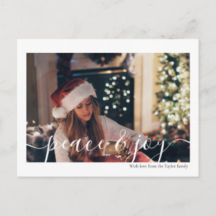 Christmas Peace And Joy Typography Photo Postcard