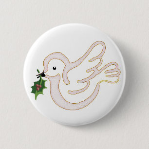 Christmas peace dove 6 cm round badge
