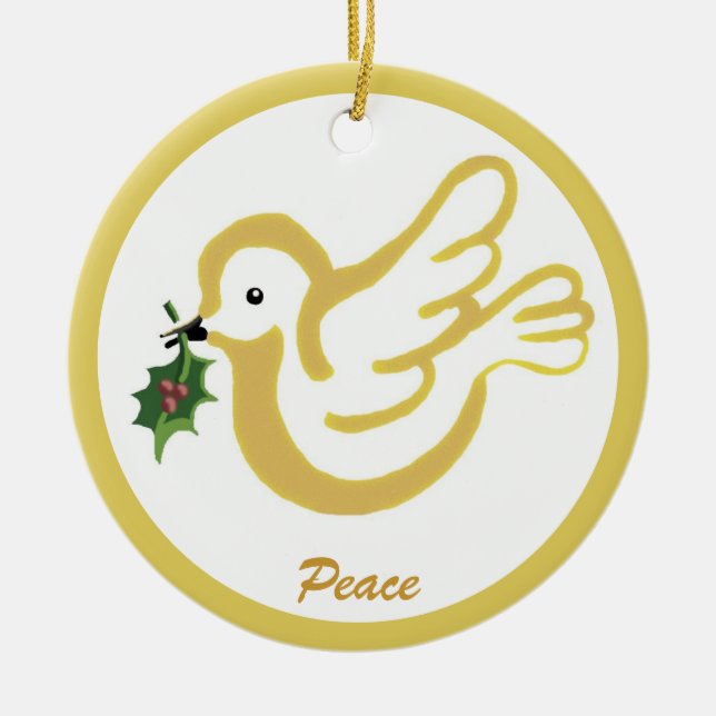 Christmas peace dove ceramic ornament (Front)