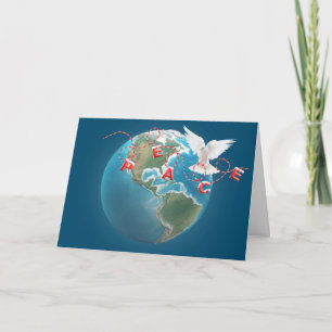 Christmas Peace Dove on World Globe Card