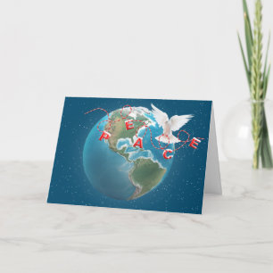 Christmas Peace Dove on World Globe  Card