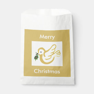 Christmas peace dove with holly favour bag