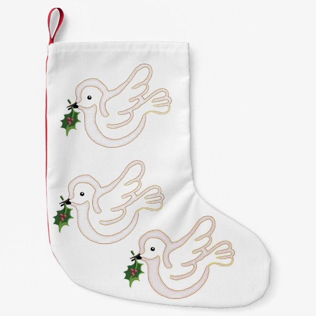 Christmas peace doves small christmas stocking (Front)