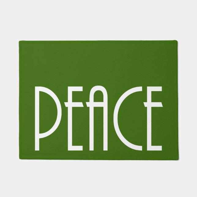 Christmas Peace Green Background Holiday Doormat (Front)