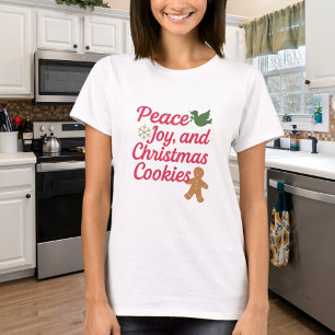 Christmas peace joy cookies quote red T-Shirt