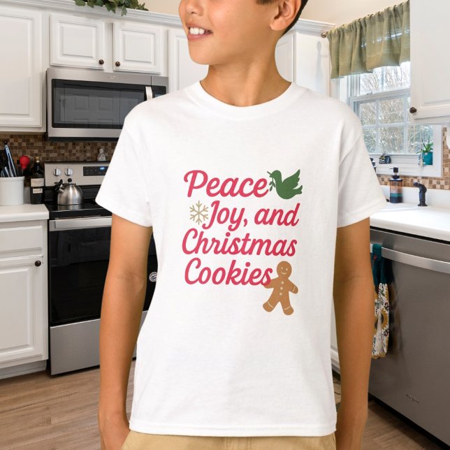 Christmas peace joy cookies quote red T-Shirt (Creator Uploaded)