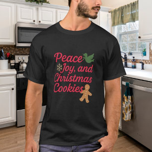 Christmas peace joy cookies quote red T-Shirt