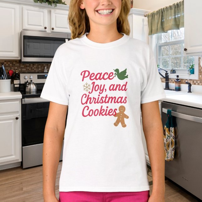 Christmas peace joy cookies quote red T-Shirt (Creator Uploaded)