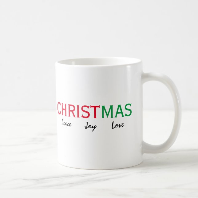 CHRISTMAS PEACE JOY LOVE TYPOGRAPHY COFFEE MUG (Right)