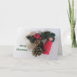 Christmas, Peace, Joy: Sleeping Clay Baby Holiday Card