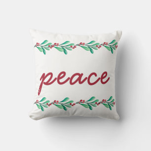 Christmas Peace Leaves and Berries   Cushion
