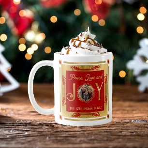 Christmas Peace Love and Joy Family Photo Coffee Mug