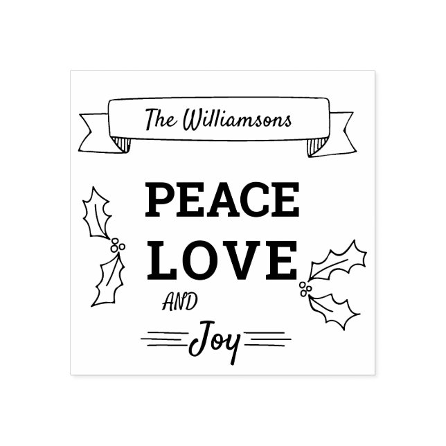 Christmas Peace Love and Joy Personalised Rubber Stamp (Imprint)