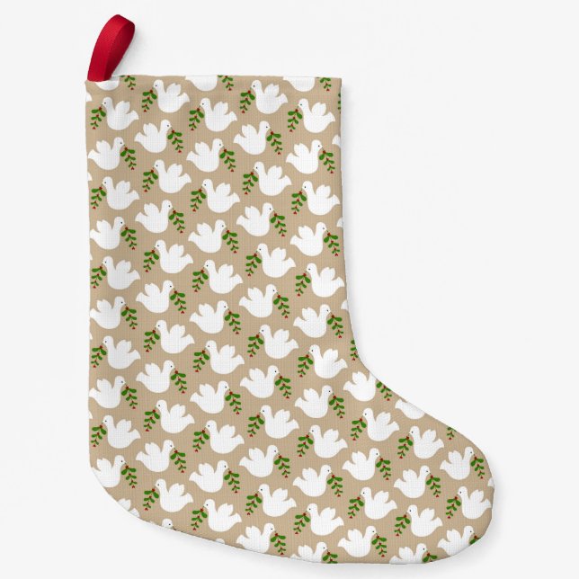 Christmas Peace Love Joy Dove Faith Holiday Decor  Small Christmas Stocking (Front)