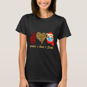Christmas Peace Love Sloth Wearing T-Shirt