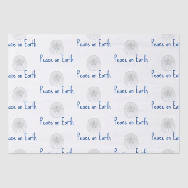 Christmas Peace on Earth Beach Sand Dollar Patter  Tissue Paper (Front)