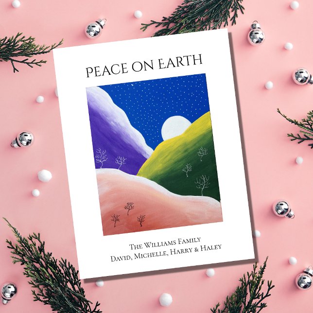 Christmas Peace on Earth Colorful Winter   Holiday Postcard (Creator Uploaded)