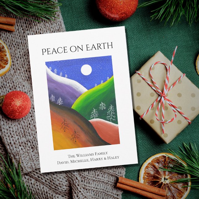 Christmas Peace on Earth Colourful Winter Folk Art Holiday Card (Creator Uploaded)