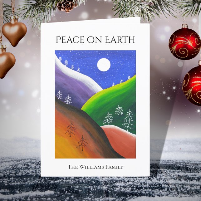 Christmas Peace on Earth Colourful Winter Folk Art Holiday Card (Creator Uploaded)