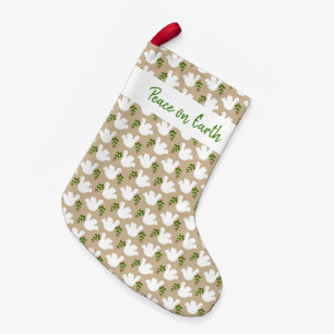 Christmas PEACE ON EARTH Dove Faith Olive Branch Small Christmas Stocking