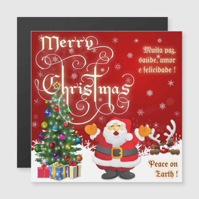 Christmas Peace on Earth Quote Text Magnetic Card (Front/Back)