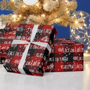 Christmas PEACE ON EARTH Text   Wrapping Paper